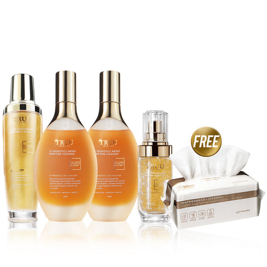 TRUU 76 Cleanser x2 + Repair Essence + Gold Mask【Free】Cleansing Towel