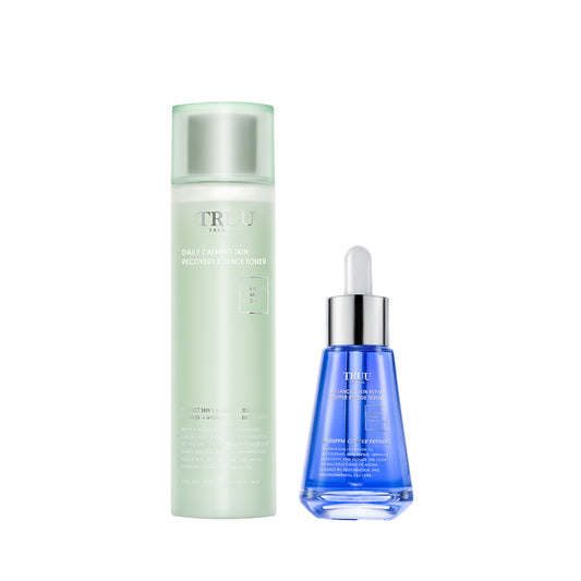TRUU Advanced Skin Repair Copper Peptide Serum + Sensitive Skin Calming Soothing Lotion
