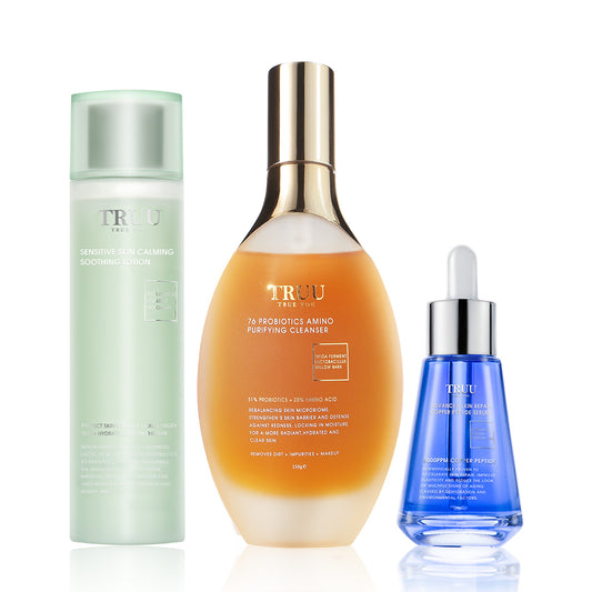 TRUU 76 Probiotics Amino Purifying Cleanser + Soothing Lotion + Copper Peptide Serum