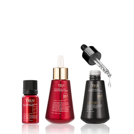 TRUU 5% Mandelic Acid Sebum Control Serum + 10% Acne-Defying Serum + 24.5 Whitening Ampoule