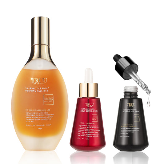 TRUU 5% Acid Control Serum + 76 Cleanser + 10% Acne-Defying Serum