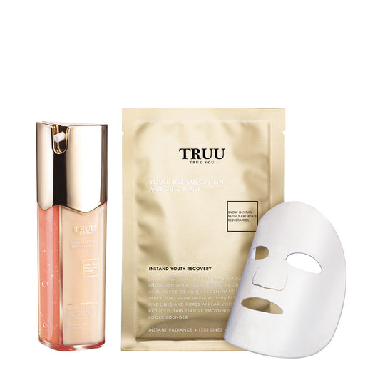 TRUU Snow Gentian Youth Regeneration Ampoule Mask + Day Cream