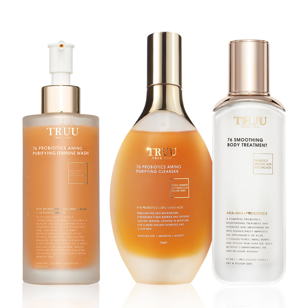 TRUU 76 Probiotics Amino Purifying Feminine Wash Set Bundle