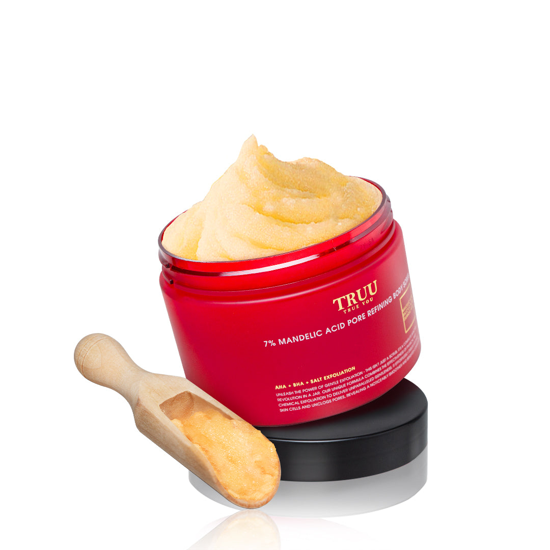 TRUU 7% Mandelic Acid Pore Refining Body Scrub【FREE】Wooden Spatula + 7% Mandelic Acid Porre Refining Body Scrub -70G Travel Size