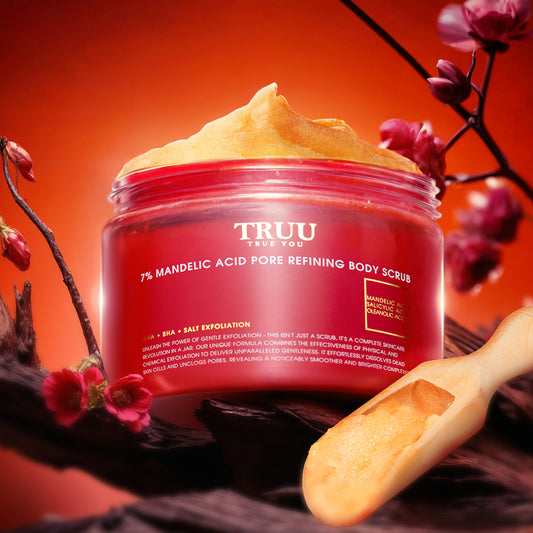 TRUU 7% Mandelic Acid Pore Refining Body Scrub【FREE】Wooden Spatula + 7% Mandelic Acid Porre Refining Body Scrub -70G Travel Size