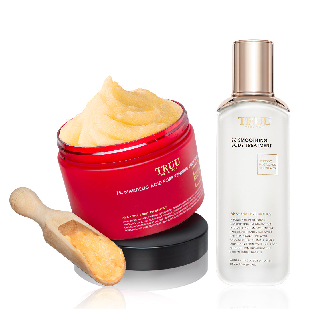 TRUU 7% Mandelic Acid Pore Refining Body Scrub【FREE】Wooden Spatula Bundle Set