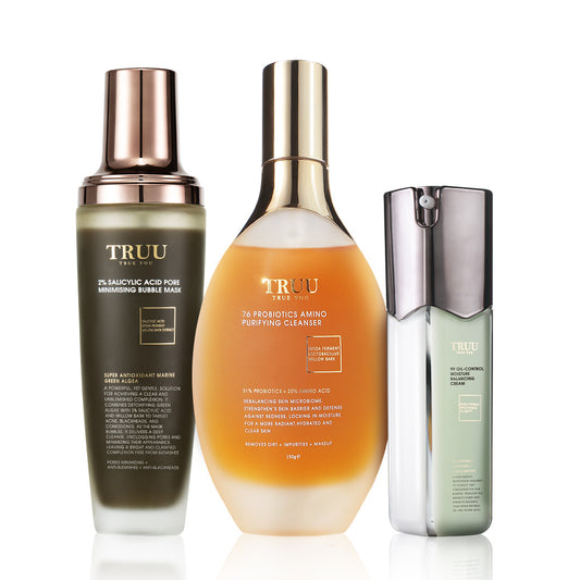 TRUU 76 Cleanser + 2% Salicylic Acid Bubble Mask + 99 Balancing Cream