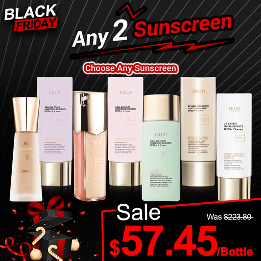 TRUU Any 2 Sunscreen (UV Fluid SPF50+ PA++++ / B5 Sensitive Skin Sunscreen SPF50★★★★★ / Color Correcting Sunscreen SPF50+★★★ Pink or Purple or Green / Day Cream SPF35★★/ Royal Jelly Tinted Skin Perfector SPF50 ★★★)