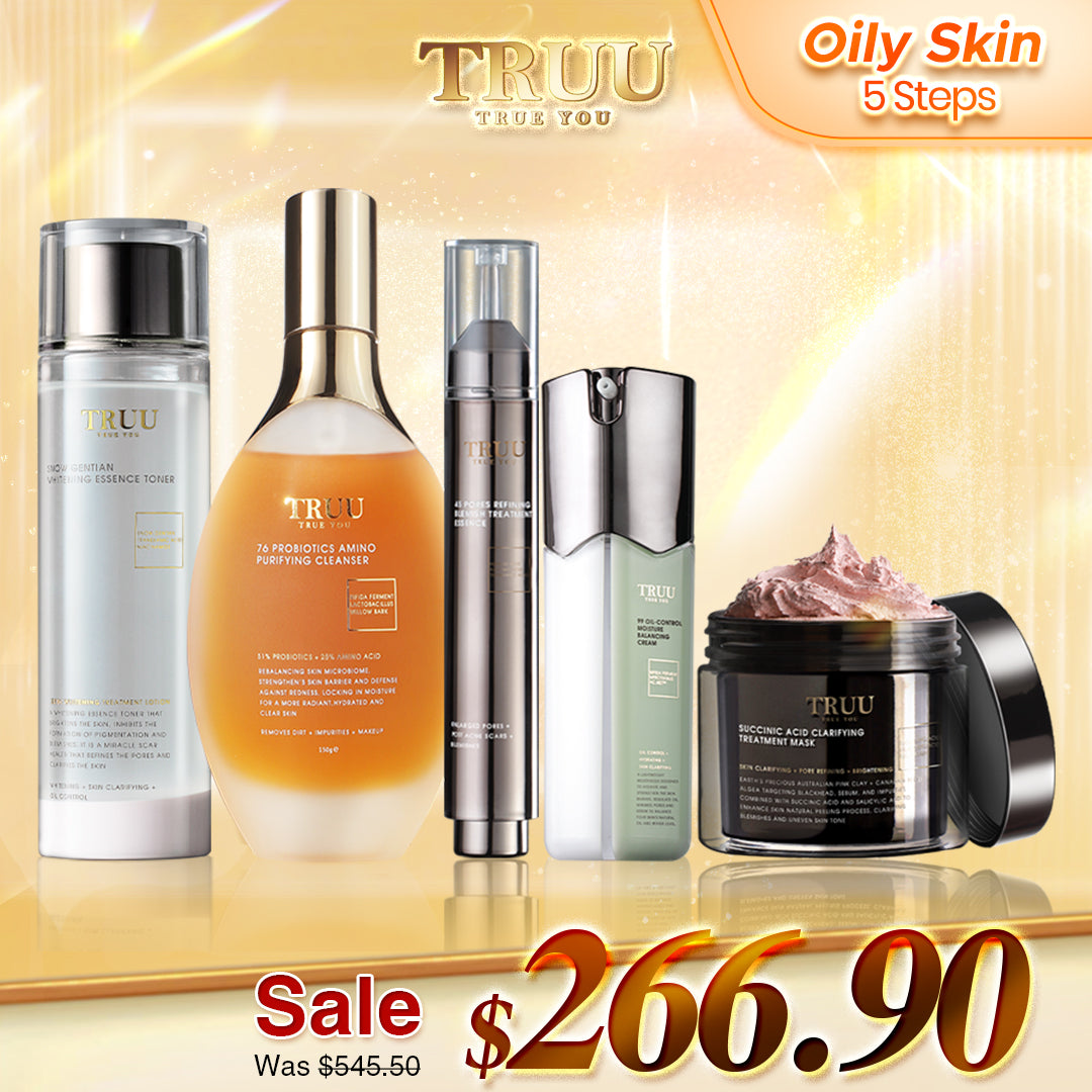TRUU 76 Cleanser + Whitening Essence Toner + 99 Balancing Cream